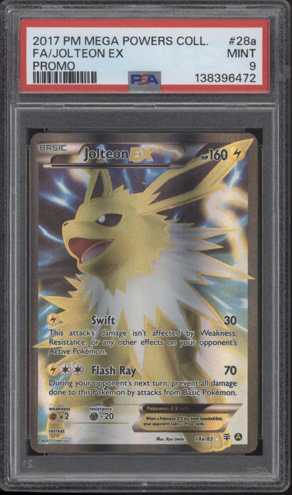 Jolteon ex Pokemon Mega Powers Collection Promo Full Art #28a PSA 9 Jolteon ex Pokemon Mega Powers Collection Promo Full Art #28a PSA 9