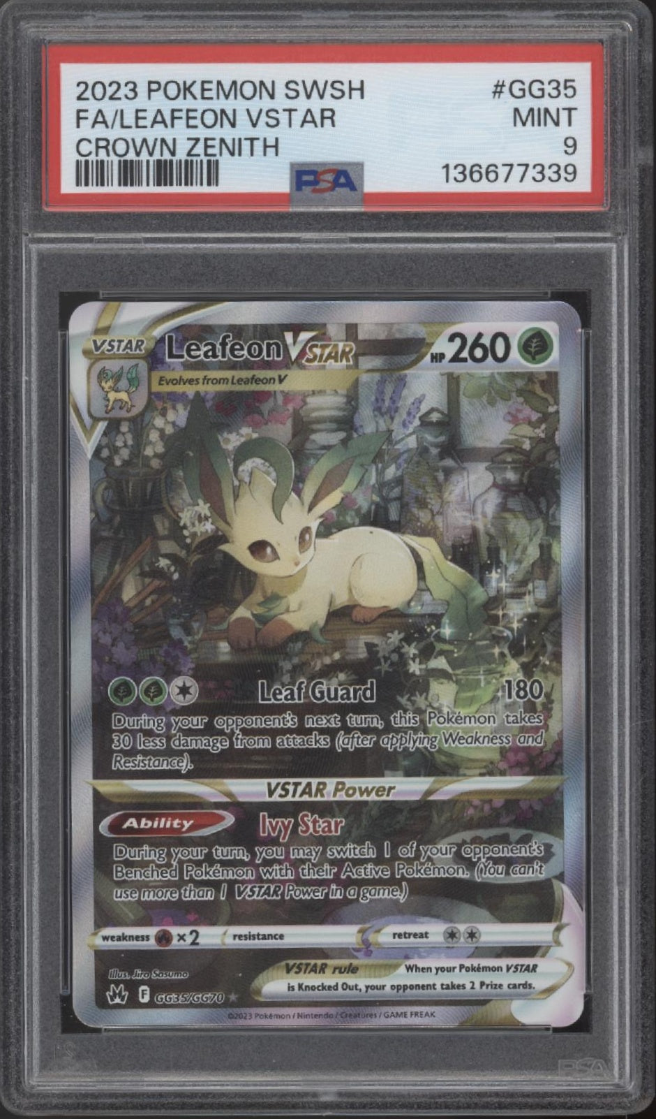 Leafon VSTAR Pokemon Crown Zenith Full Art #GG35 PSA 9 Leafon VSTAR Pokemon Crown Zenith Full Art #GG35 PSA 9