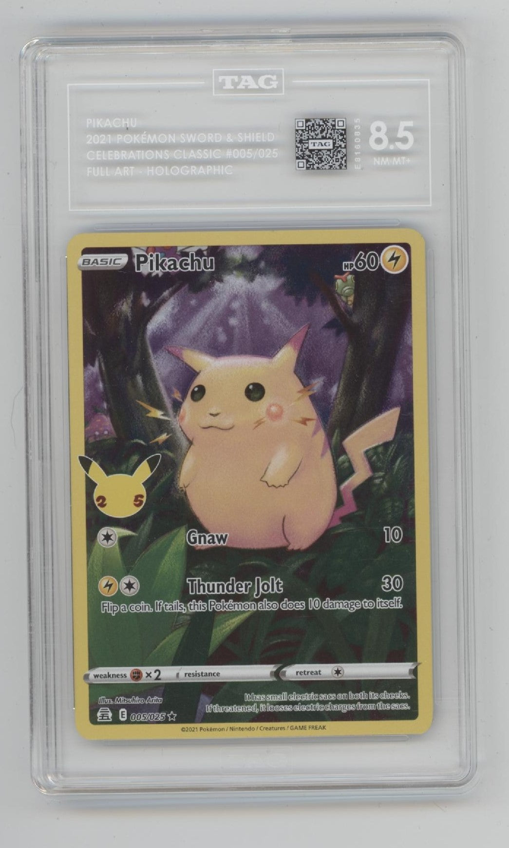 Pikachu Pokemon Celebrations Classic Full Art Holo #005 TAG 8.5