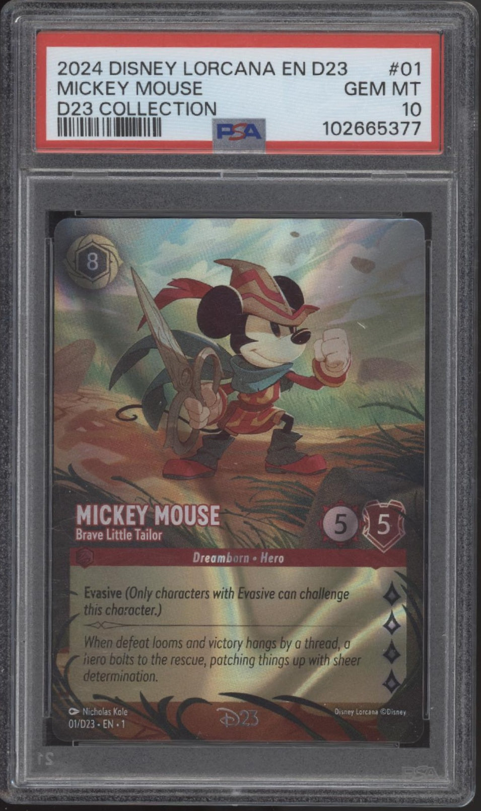 Mickey Mouse Brave Little Tailor Disney Lorcana D23 Collection #01 PSA 10 Mickey Mouse Brave Little Tailor Disney Lorcana D23 Collection #01 PSA 10