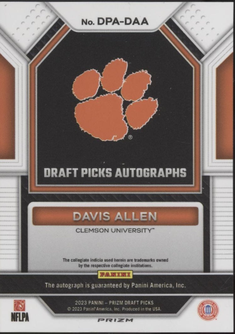 Davis Allen 2023 Panini Prizm Draft Picks Gold Ice Prizm Auto #DPA-DAA
