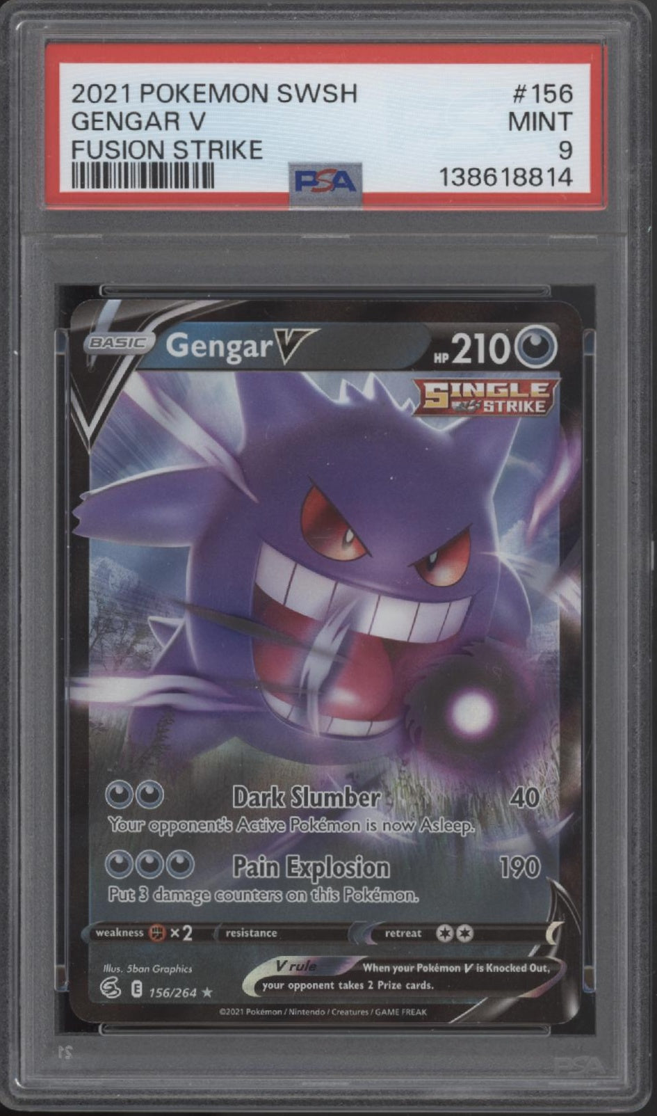 gengar pokemon card v Gengar V Pokemon Fusion Strike #156 PSA 9