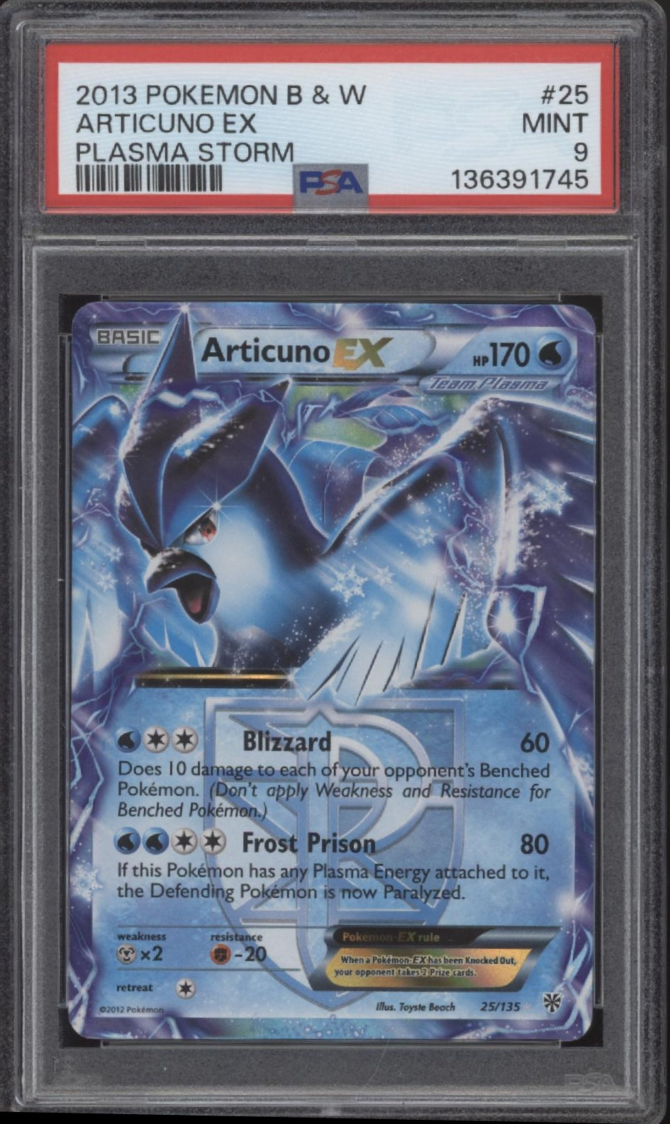 Articuno ex Pokemon Plasma Storm #25 PSA 9