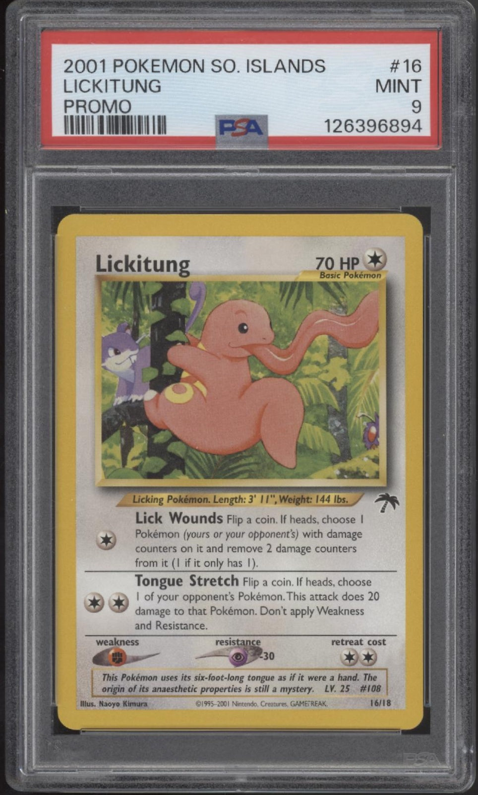 1995 lickitung pokemon card value Lickitung Pokemon Southern Islands Promo #16 PSA 9