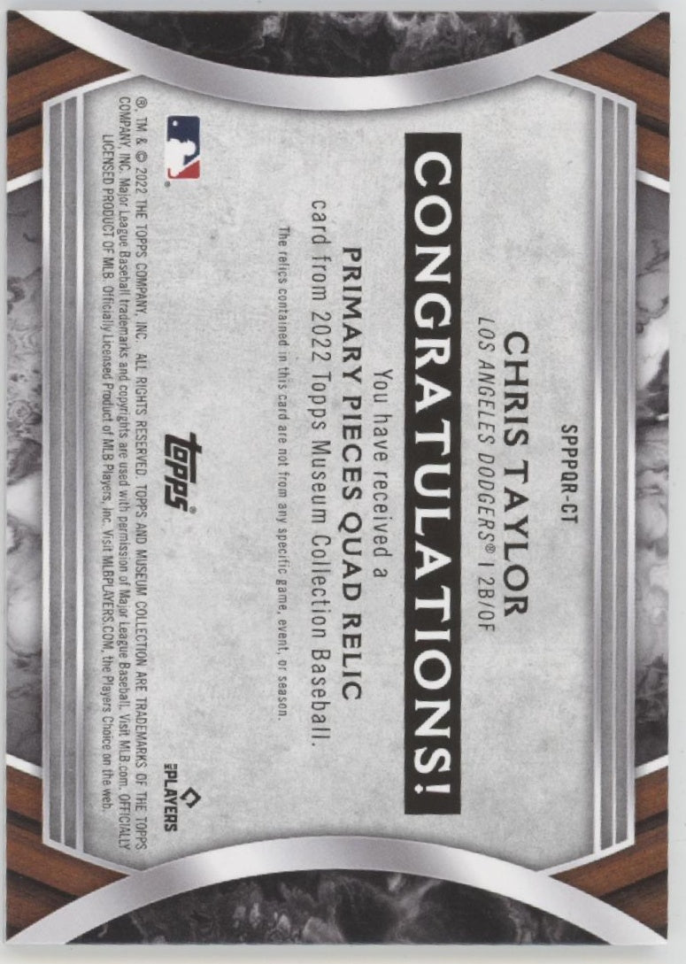 Chris Taylor 2022 Topps Museum Collection Primary Pieces Quad Relic 12/25