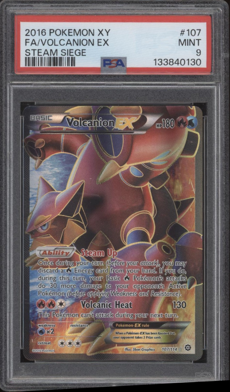 Volcanion ex Pokemon Steam Siege Full Art #107 PSA 9