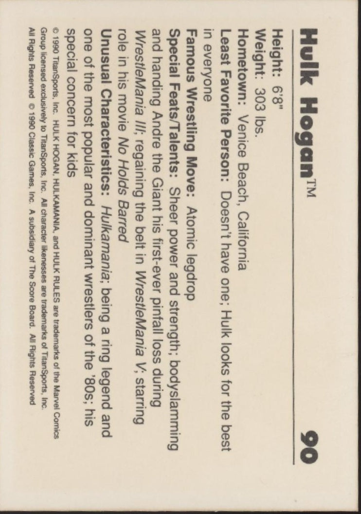 Hulk Hogan 1990 Classic Hulkamania #90