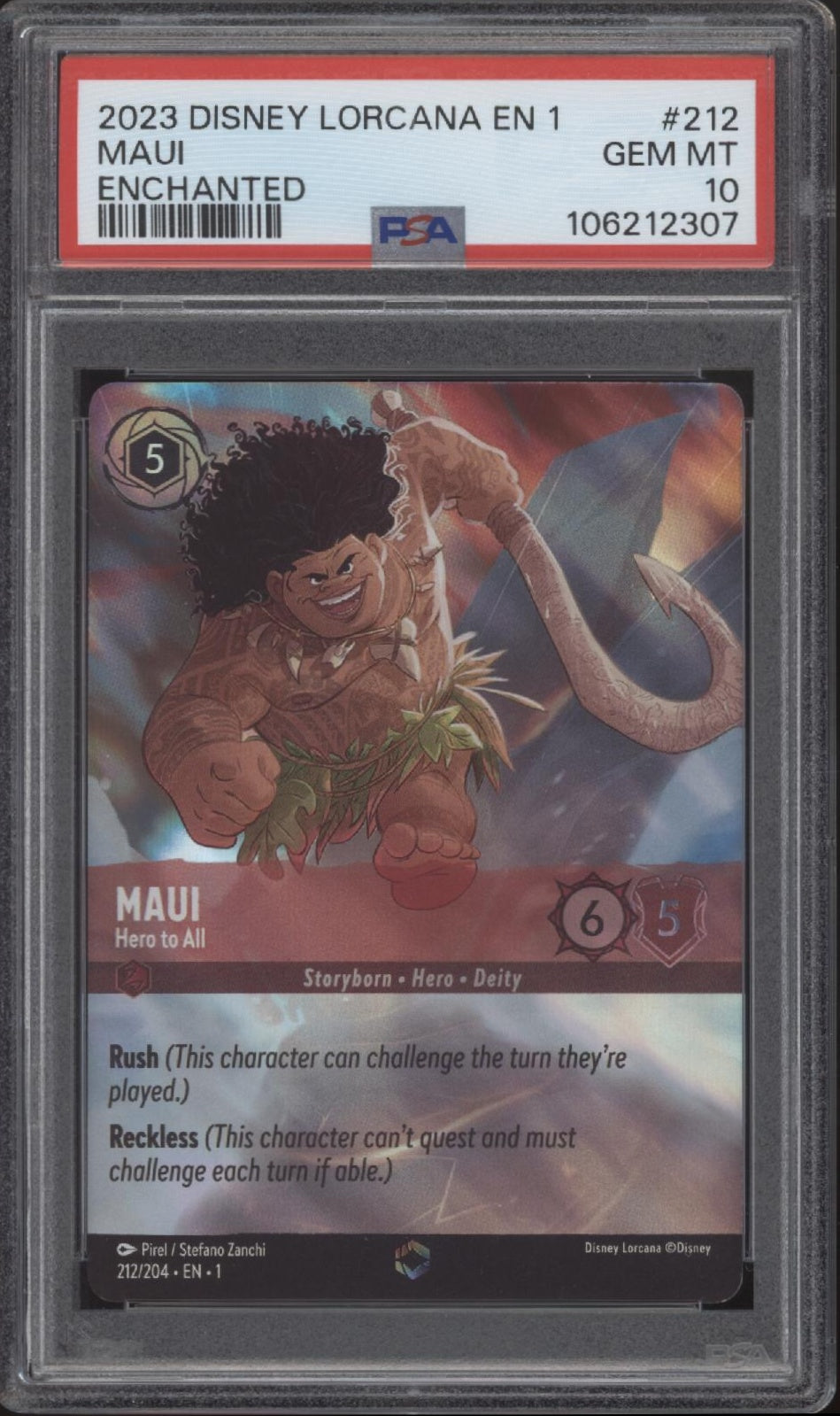 Maui Hero to All Disney Lorcana The First Chapter Enchanted #212 PSA 10 Maui Hero to All Disney Lorcana The First Chapter Enchanted #212 PSA 10