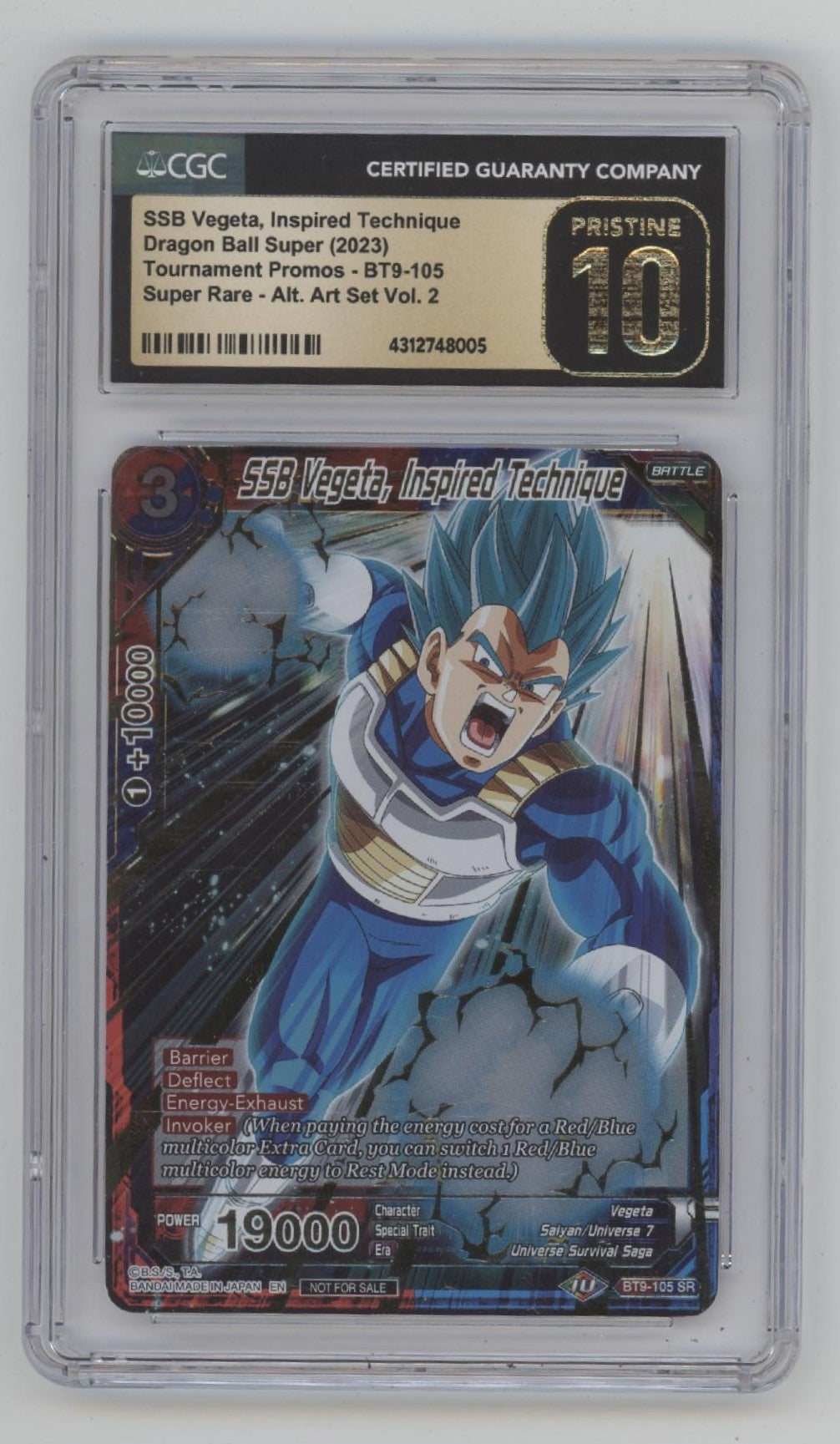 dragon ball super card game vegeta SSB Inspired Technique DBS Tournament Rare Promo CGC 10 Pristine Combo Power Size:6.3*8.8 cm (R3 Rounded Corners)(Double sided different design) (SZ#MJDZKTV) An Eye on the cameo