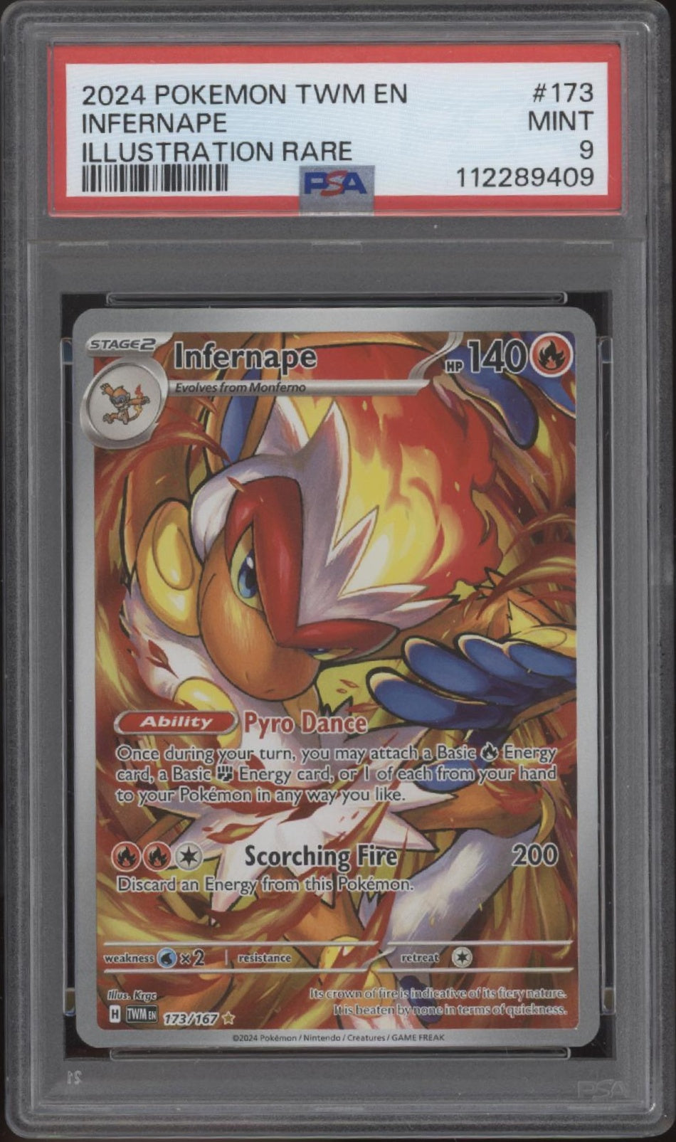 Infernape Pokemon Twilight Masquerade Illustration Rare #173 PSA 9 Infernape Pokemon Twilight Masquerade Illustration Rare #173 PSA 9