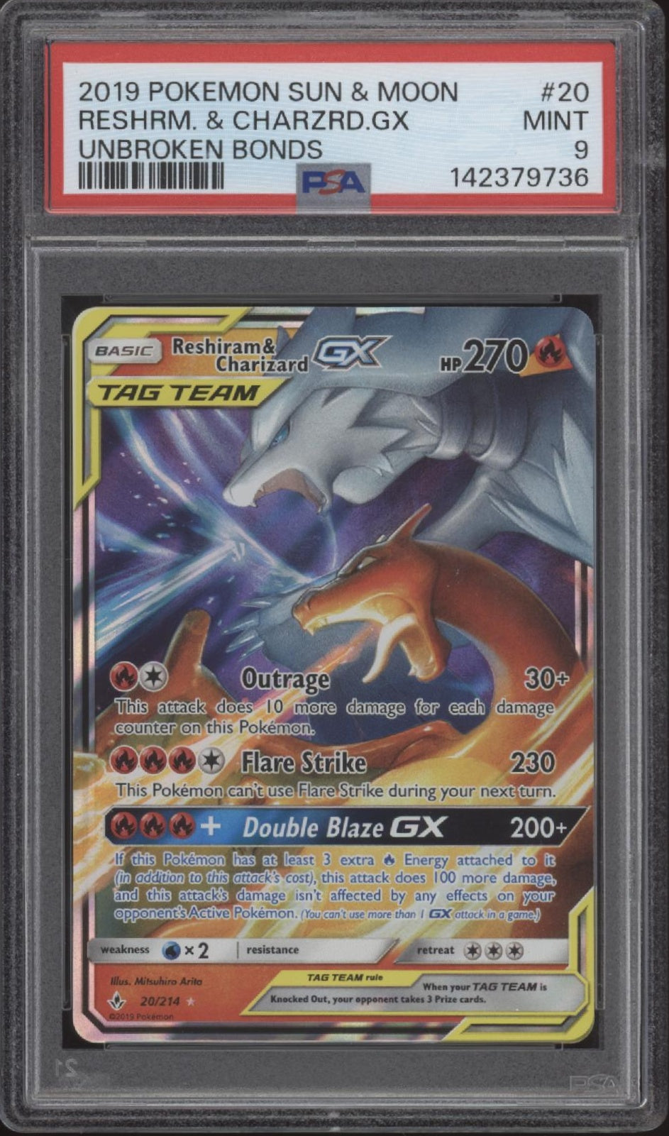 how much is a charizard gx pokemon card worth Reshiram & Charizard GX Pokemon Unbroken Bonds #20 PSA 9