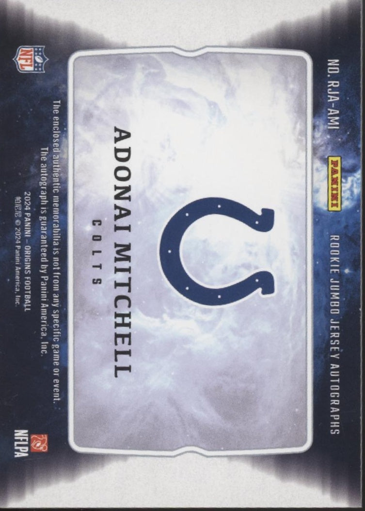 Adonai Mitchell 2024 Panini Origins Swatch RC auto #RJA-AMI