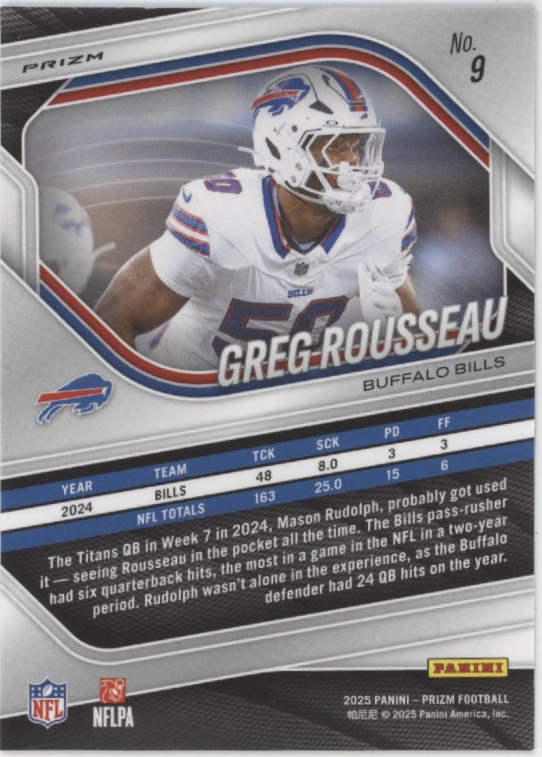 Greg Rousseau 2025 Panini Prizm Blue Checkerboard Prizm #9