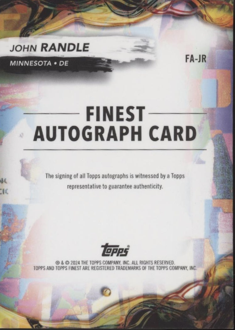 John Randle 2024 Topps Finest Gold Refractor Auto 50/50 #FA-JR
