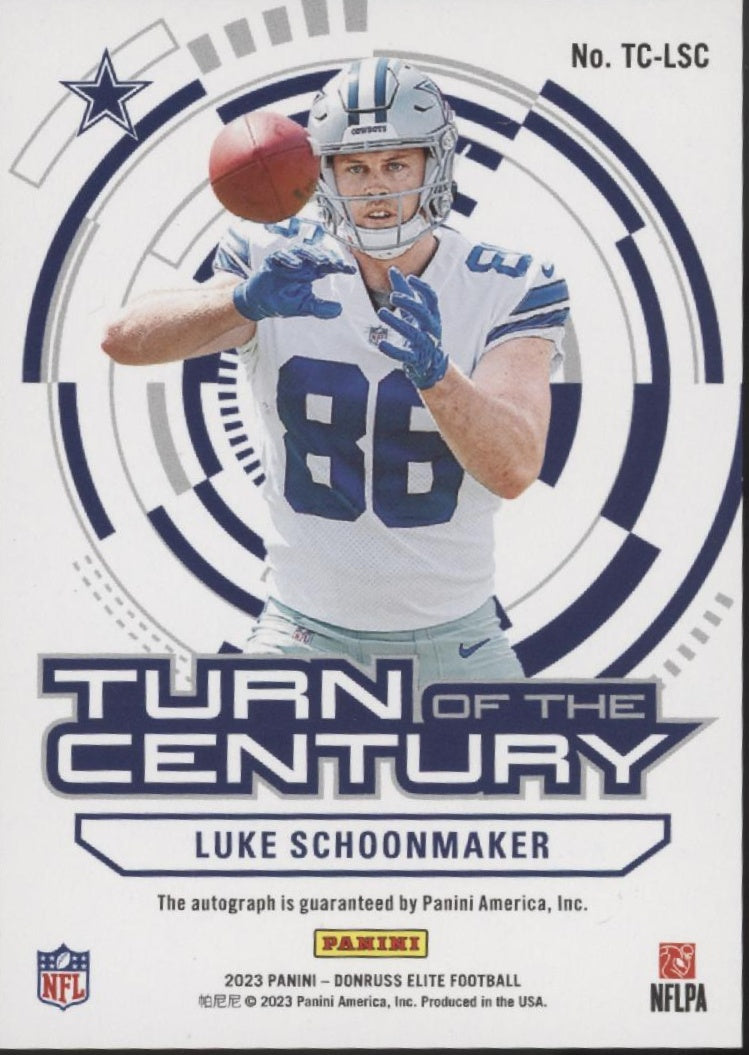 Luke Schoonmaker 2023 Panini Donruss Elite Turn of the Century RC Auto 02/99