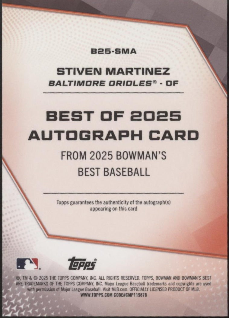 Stiven Martinez 2025 Bowman's Best Green Refractor Auto 14/99 #B25-SMA