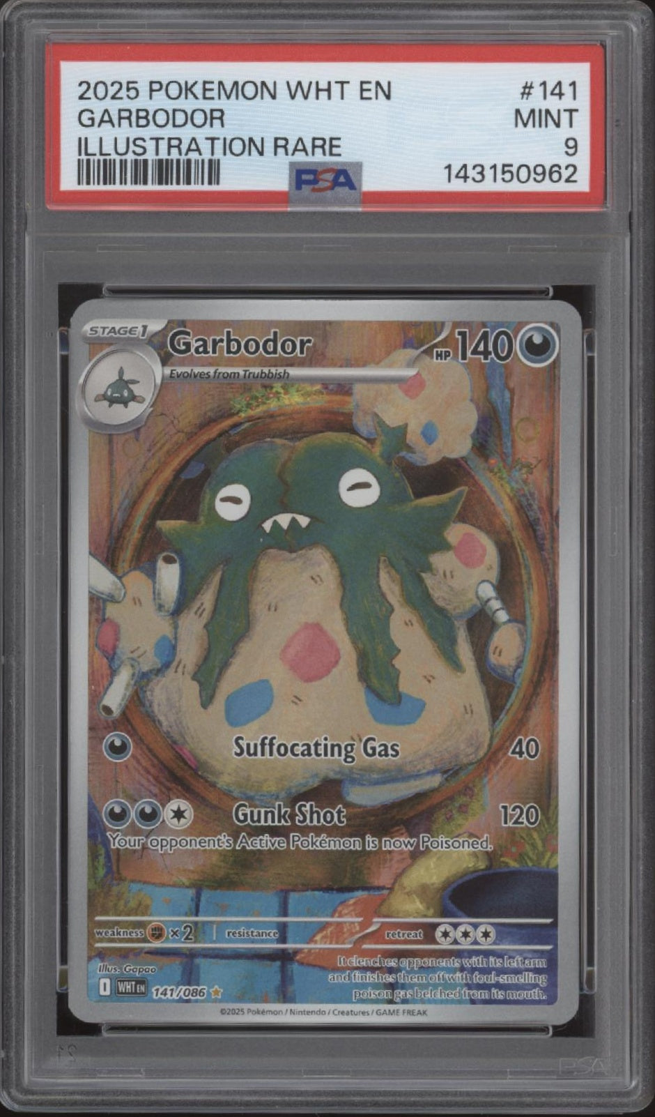pokemon white flare rare cards Garbodor Pokemon White Flare Illustration Rare #141 PSA 9