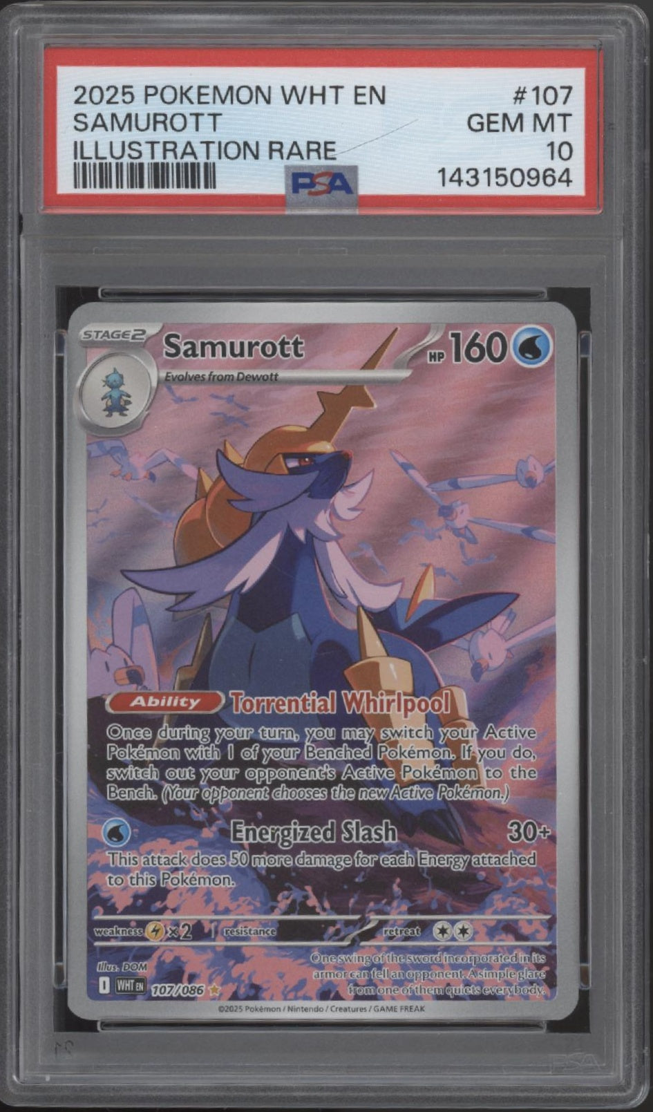 pokemon card samurott Samurott Pokemon White Flare Illustration Rare #107 PSA 10