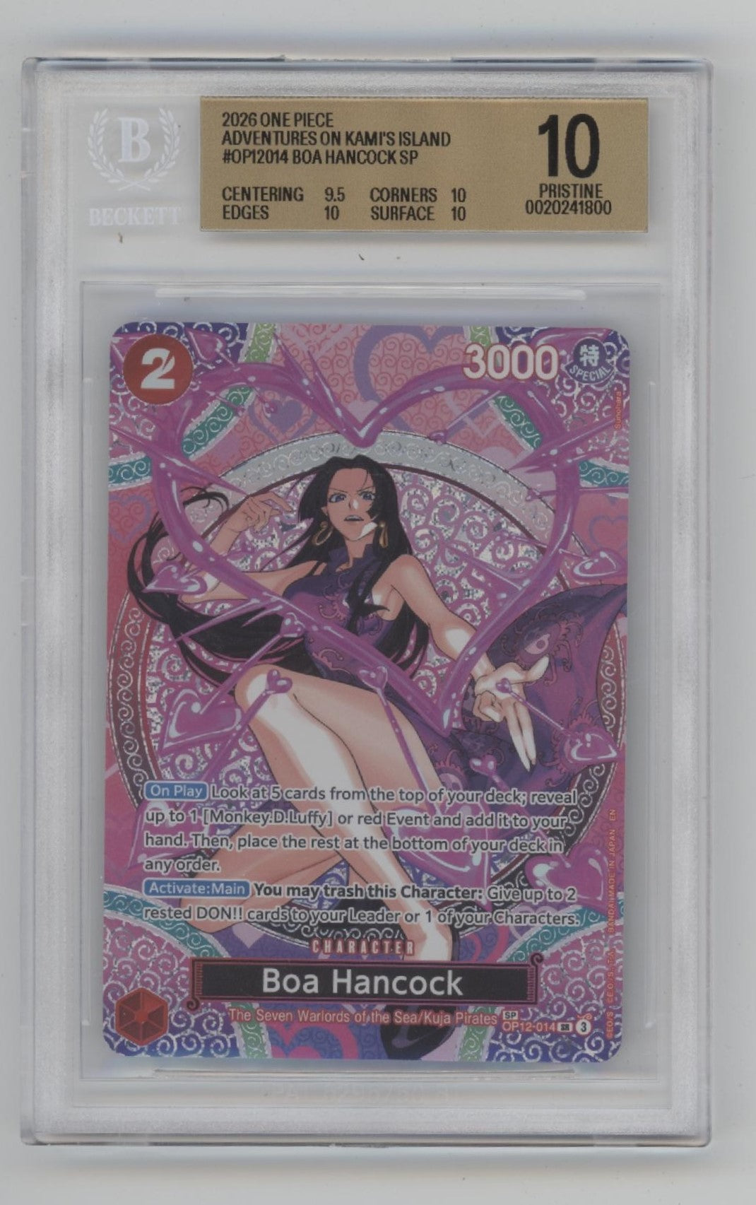one piece card game boa Boa Hancock One Piece Card Game Adventures of Kami's Island #014 BGS 10  Pristine