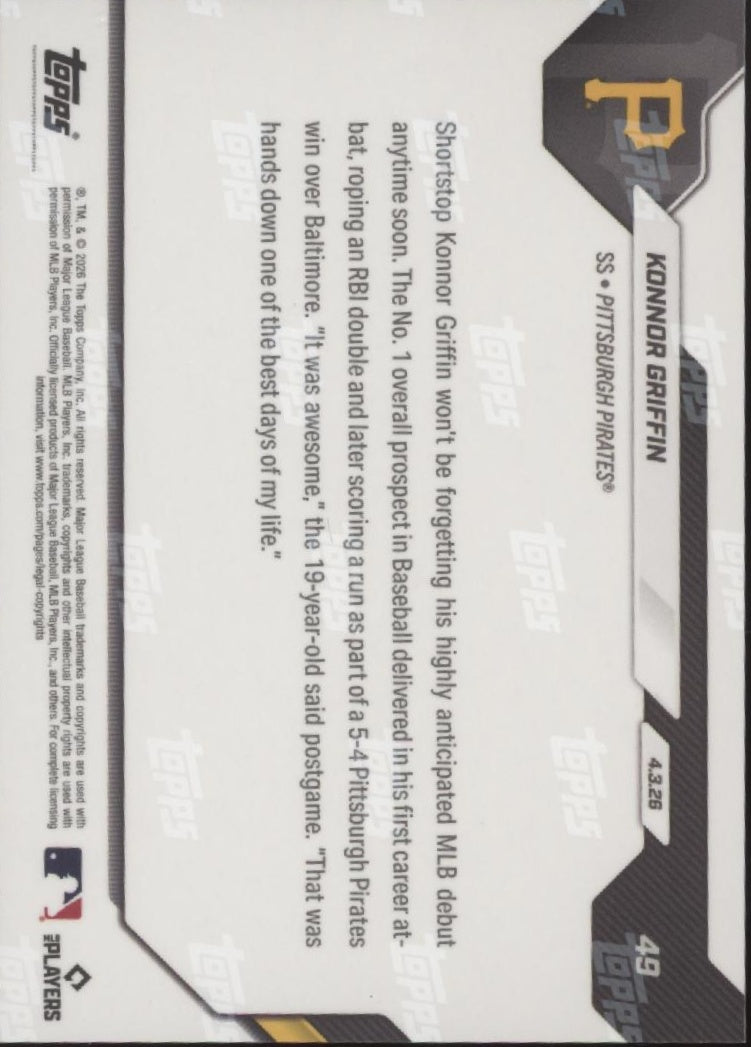 Konnor Griffin 2026 Topps Now RC #49 #11