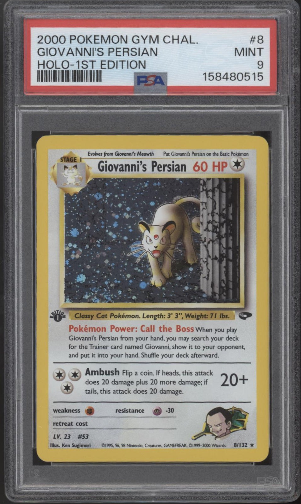 giovanni's persian pokemon card Persian GX 149/214 NM Ultra Rare Team Rocket Boss Giovanni Pokmon Card!