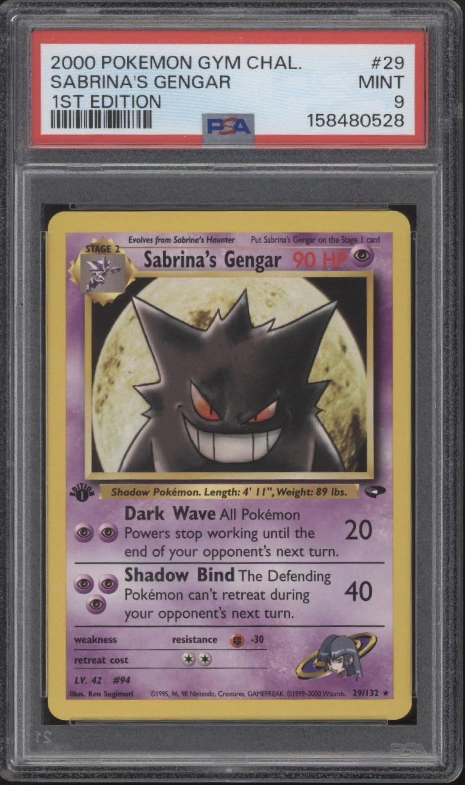 gengar pokemon card 1st edition 2009 Japanese Advent of Arceus #042 CGC AUTH on Fanatics Collect 2000 Pokemon Gym Heroes Sabrina's