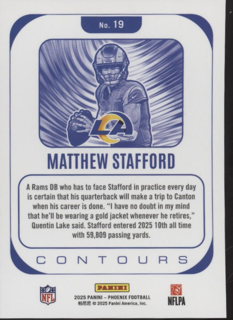 Matthew Stafford 2025 Panini Phoenix Contours White Shimmer SSP #19