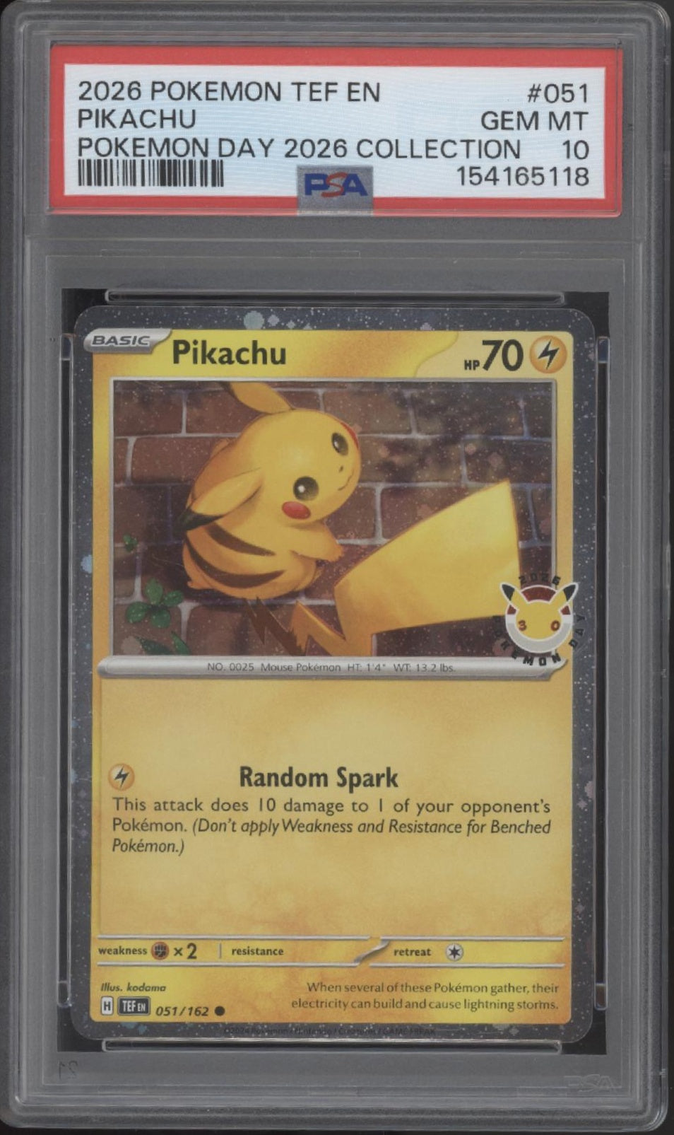 pikachu pokemon day card 051/162 2026 Miscellaneous Cards Type Buy Pikachu - 2024 Pokemon