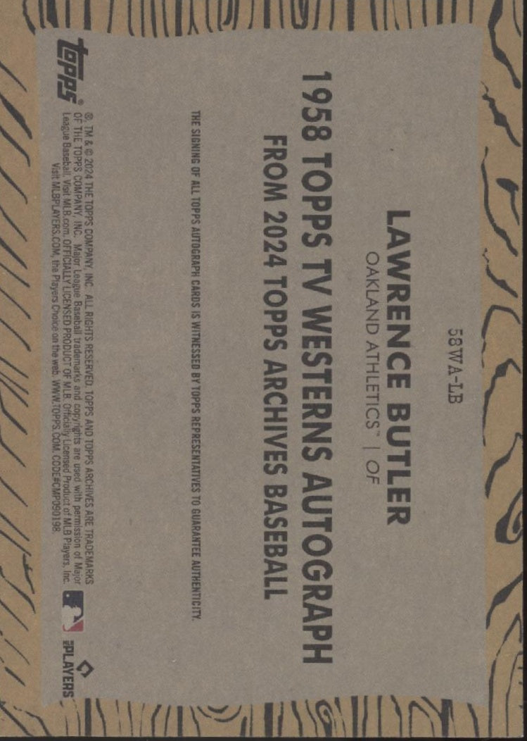 Lawrence Butler 2024 Topps Archives '58 TV Westerns Lay Down the Law RC Auto