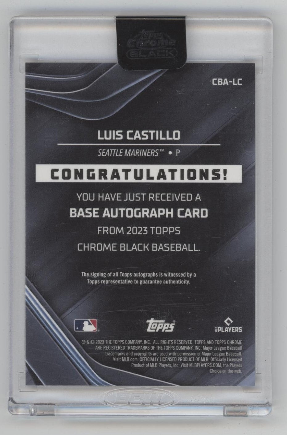 Luis Castillo 2023 Topps Chrome Black Auto #CBA-LC