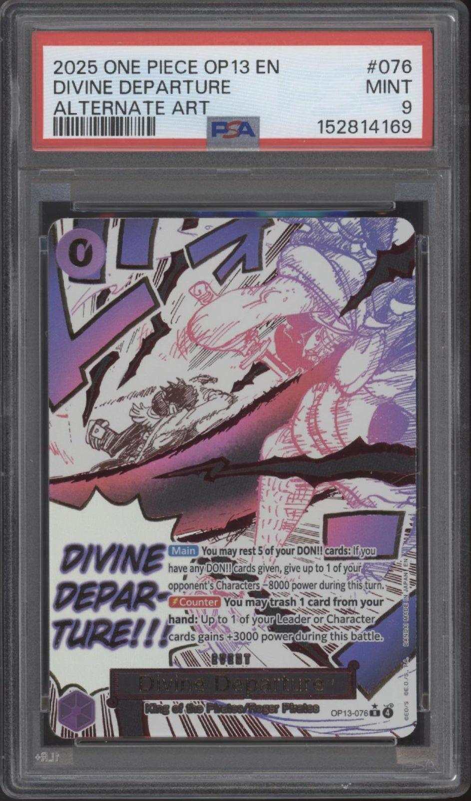Divine Departure One Piece Card Game OP13 Alternate Art #076 PSA 9