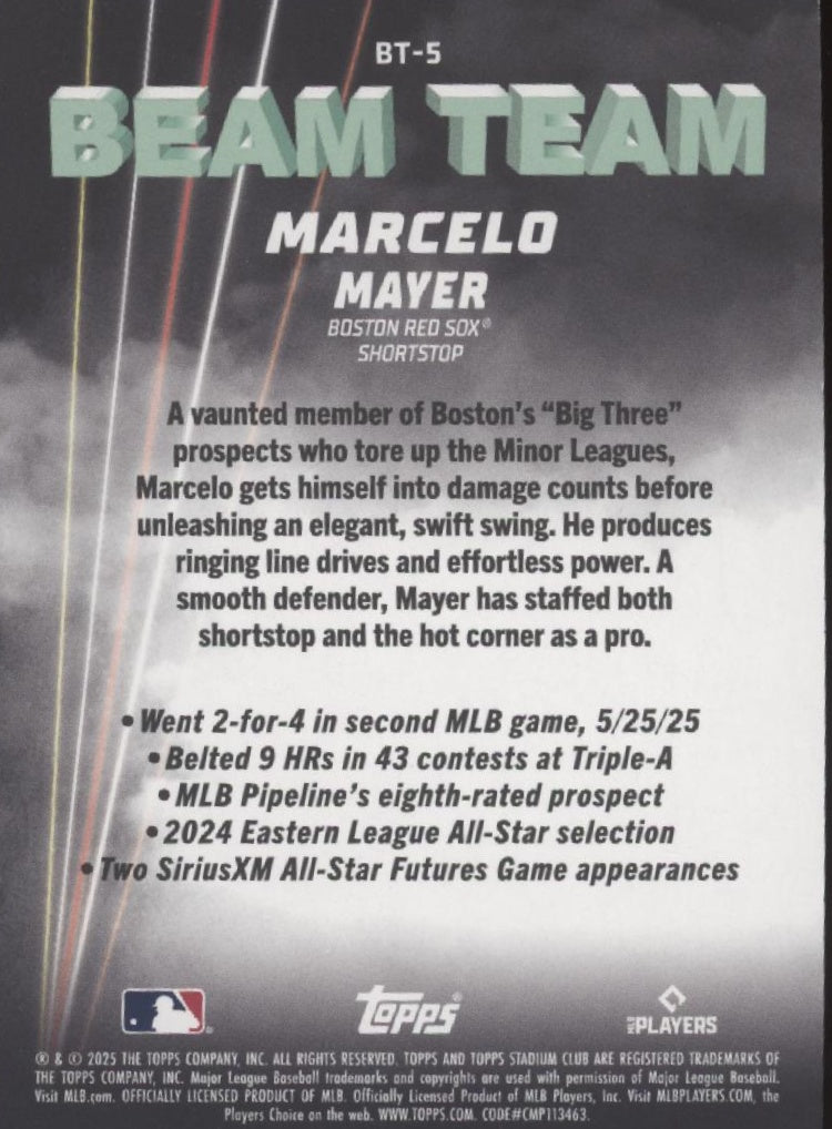 Marcelo Mayer 2025 Topps Stadium Club Beam Team RC #BT-5