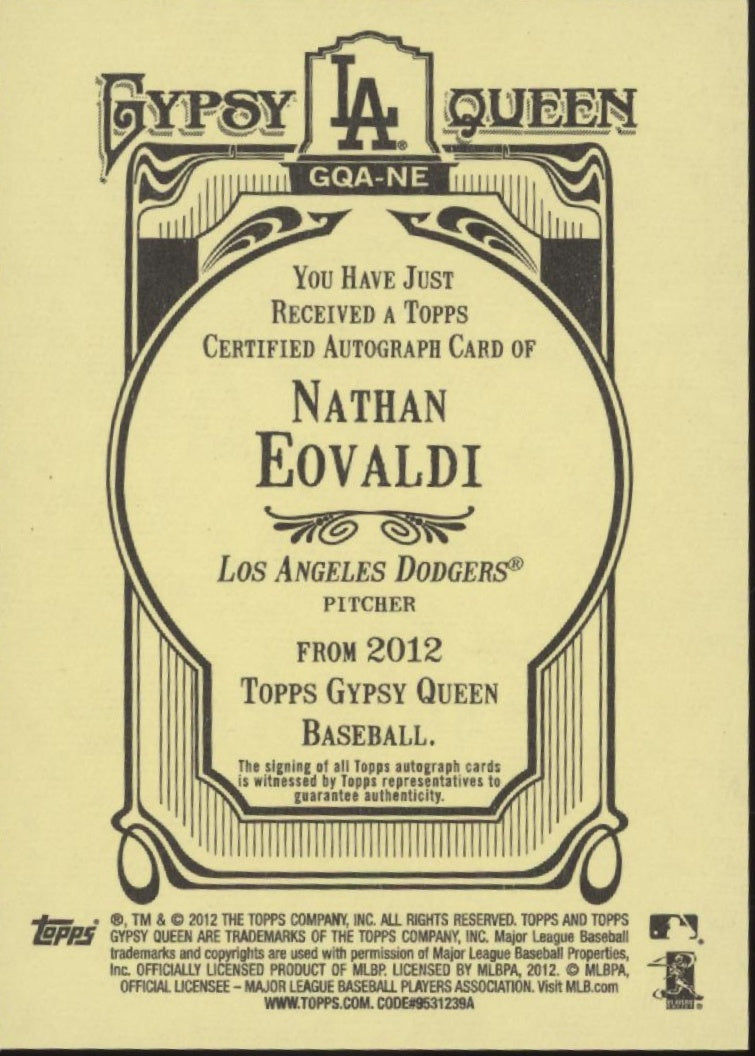 Nathan Eovaldi 2012 Topps Gypsy Queen Auto #GQA-NE