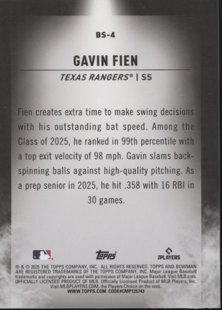 Gavin Fien 2025 Bowman Chrome Spotlight Refractor #BS-4
