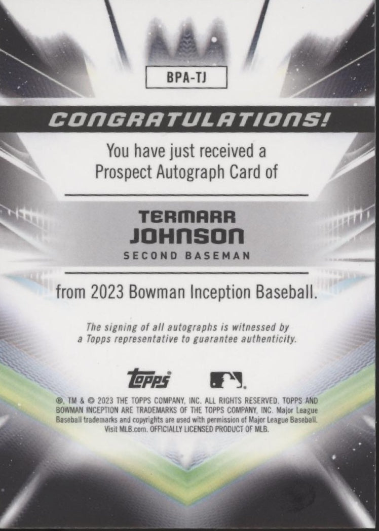 Termarr Johnson 2023 Bowman Inception Fuchsia Auto 28/75 #BPA-TJ