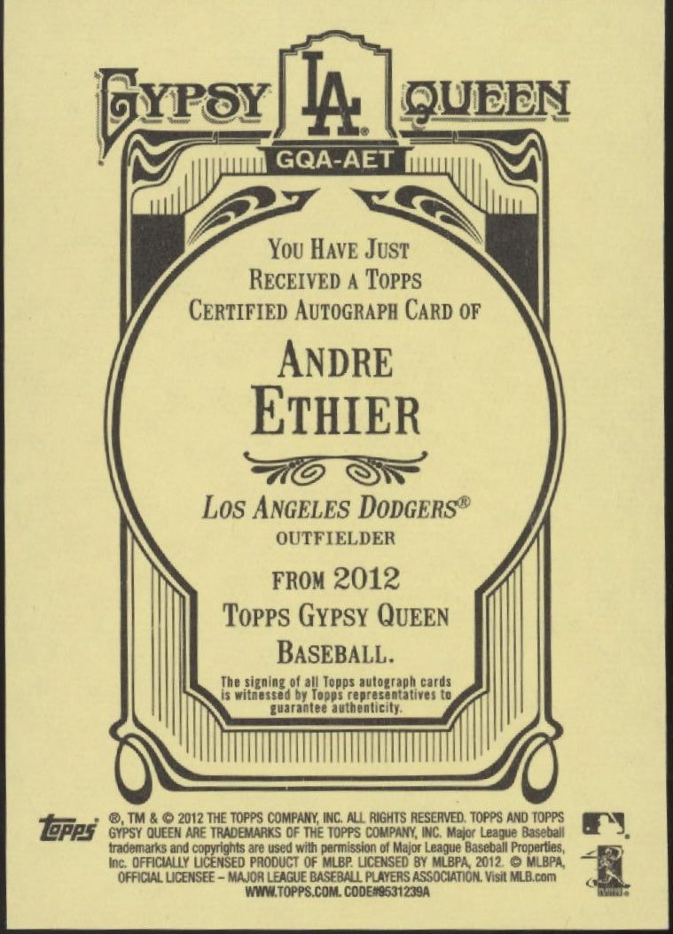 Andre Ethier 2012 Topps Gypsy Queen Auto #GQA-AET