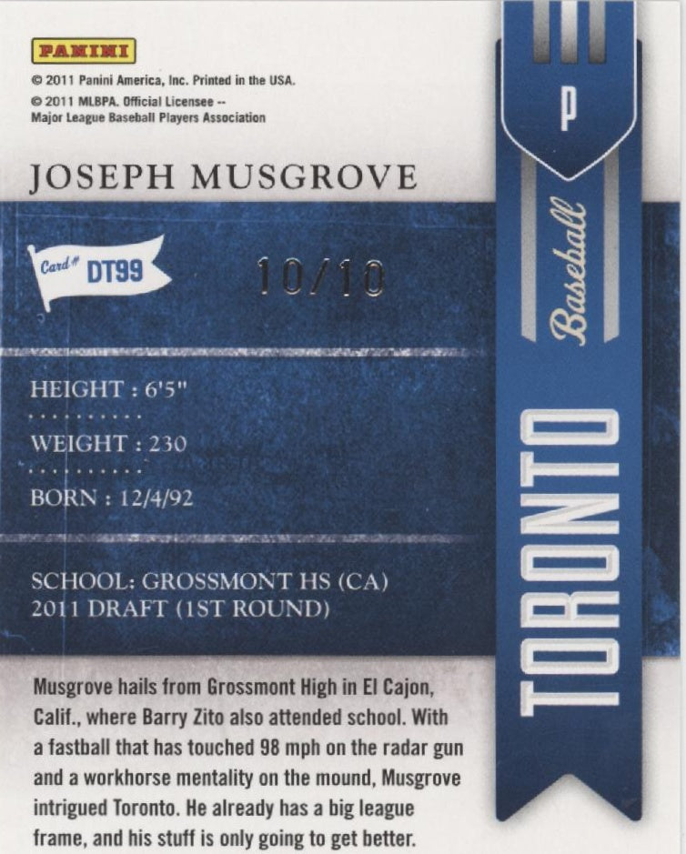 Joseph Musgrove 2011 Panini Contenders Draft Ticket 10/10 #DT99