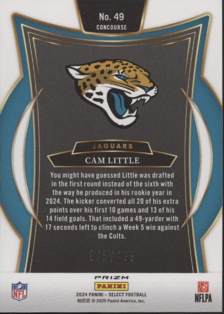 Cam Little 2024 Panini Select Orange Shock Prizm RC 075/499 #49