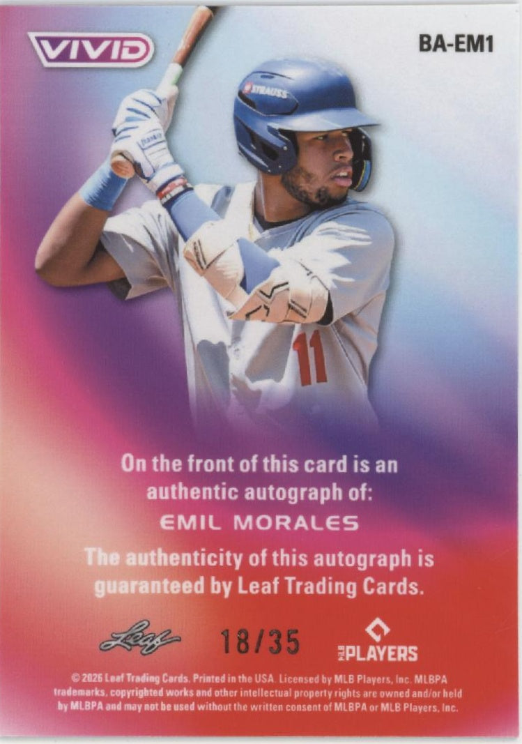 Emil Morales 2026 Leaf Vivid Auto 18/35 #BA-EM1