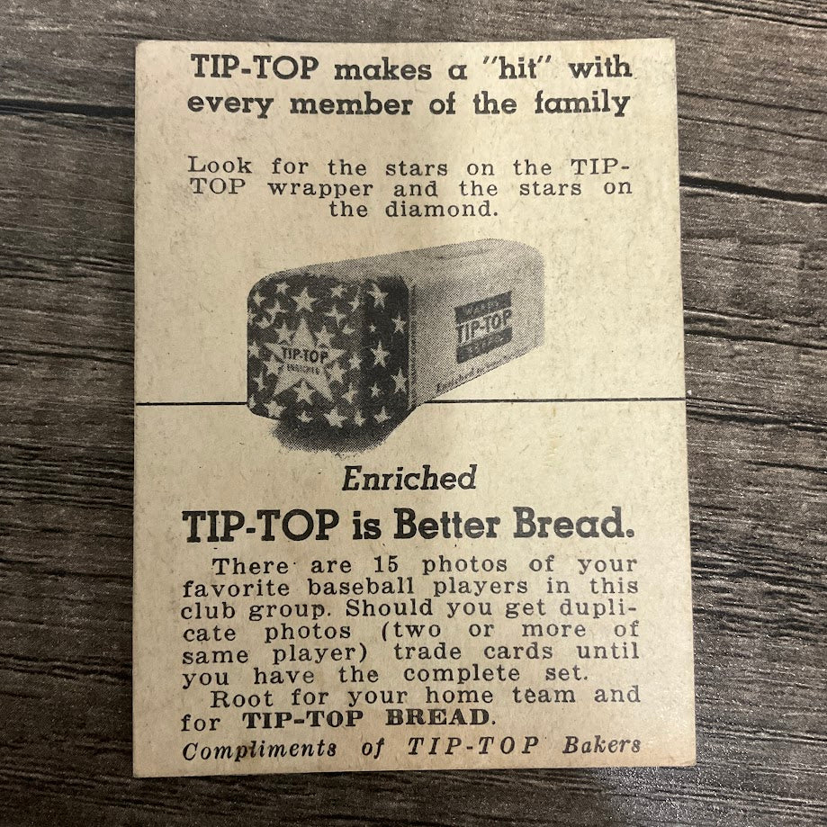 Chas Diering 1947 Tip-Top Bread Baseball St. Louis Cardinals