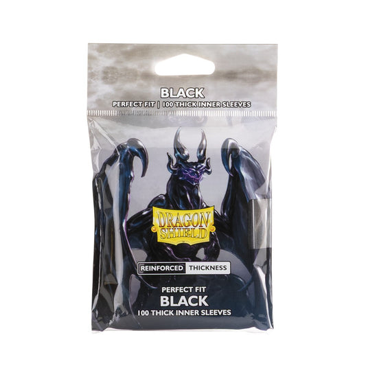 Dragon Shield: 100ct Perfect Fit Standard Size Thick Inner Sleeves - Black *Expected Release Date 11-21-2025*
