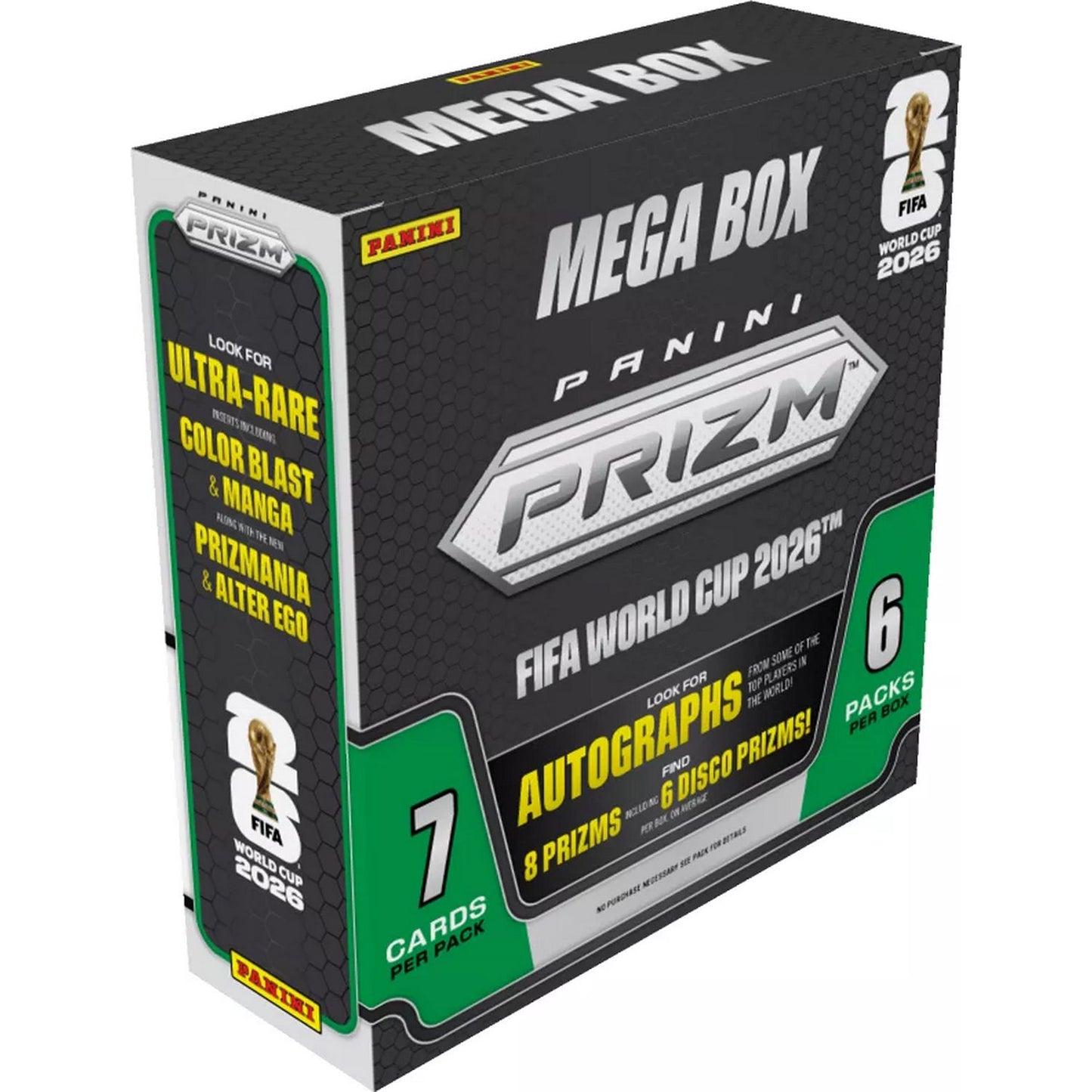 2026 Panini Prizm FIFA World Cup Retail Mega Box (Bronze Disco Prizms, Green and White Disco Prizms)