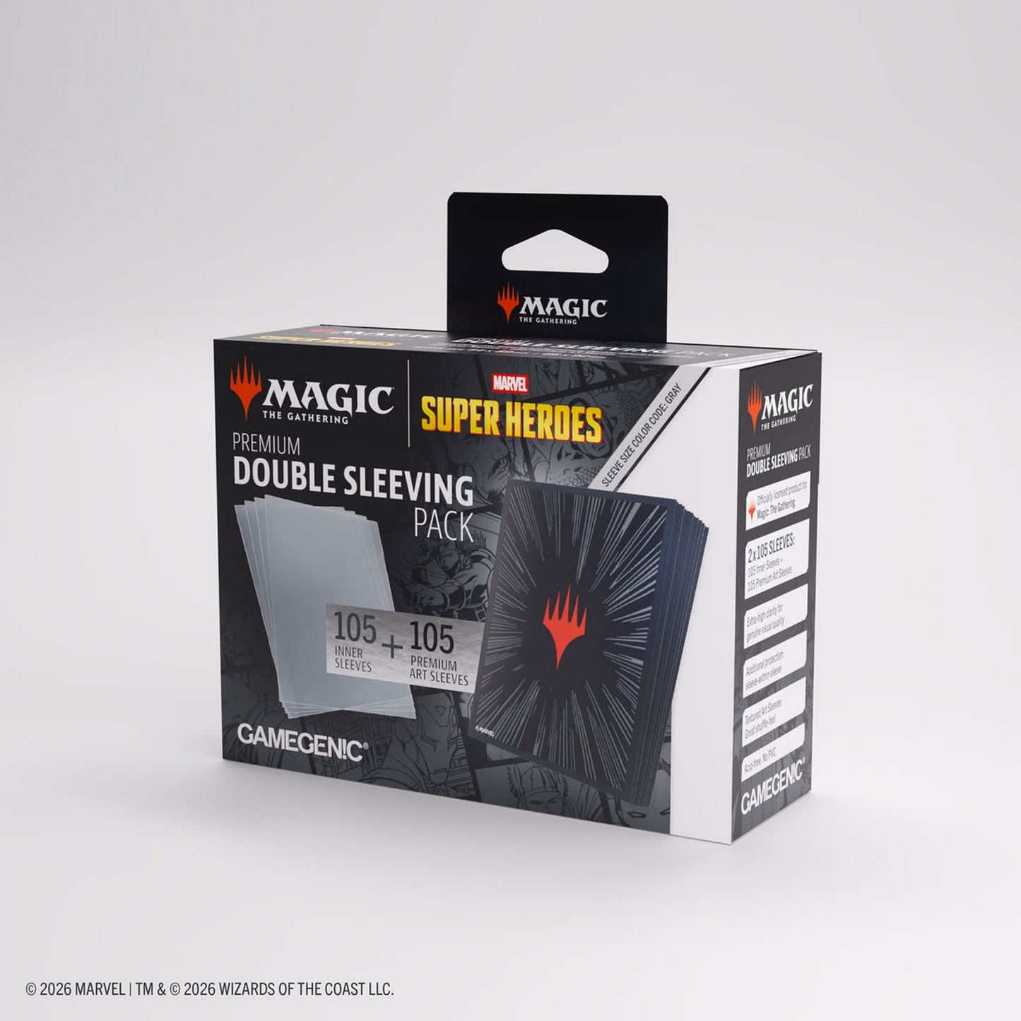 Gamegenic: Magic the Gathering | Marvel Super Heroes Premium Double Sleeving Pack 100 (Comic Burst Black)