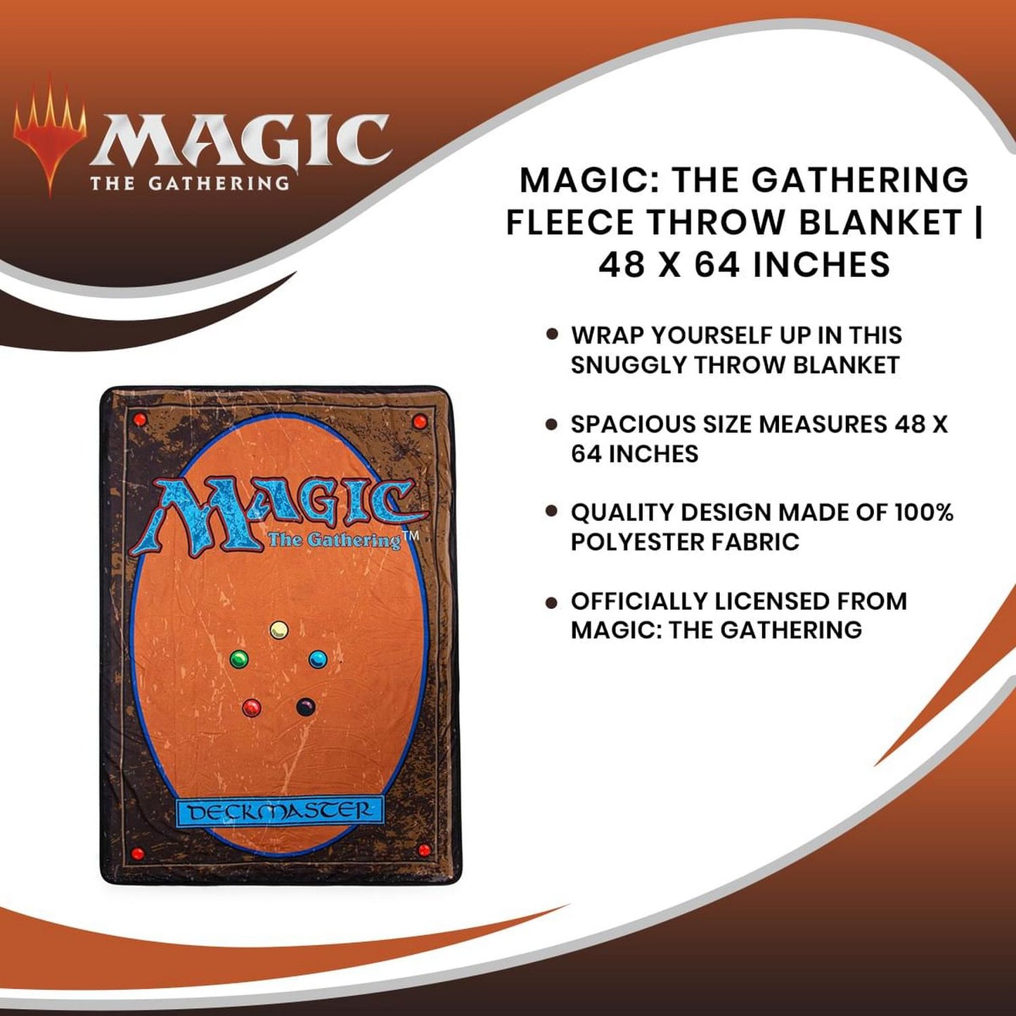 Toynk Magic: The Gathering Card Back Fleece Throw Blanket | 45 x 64 Inches