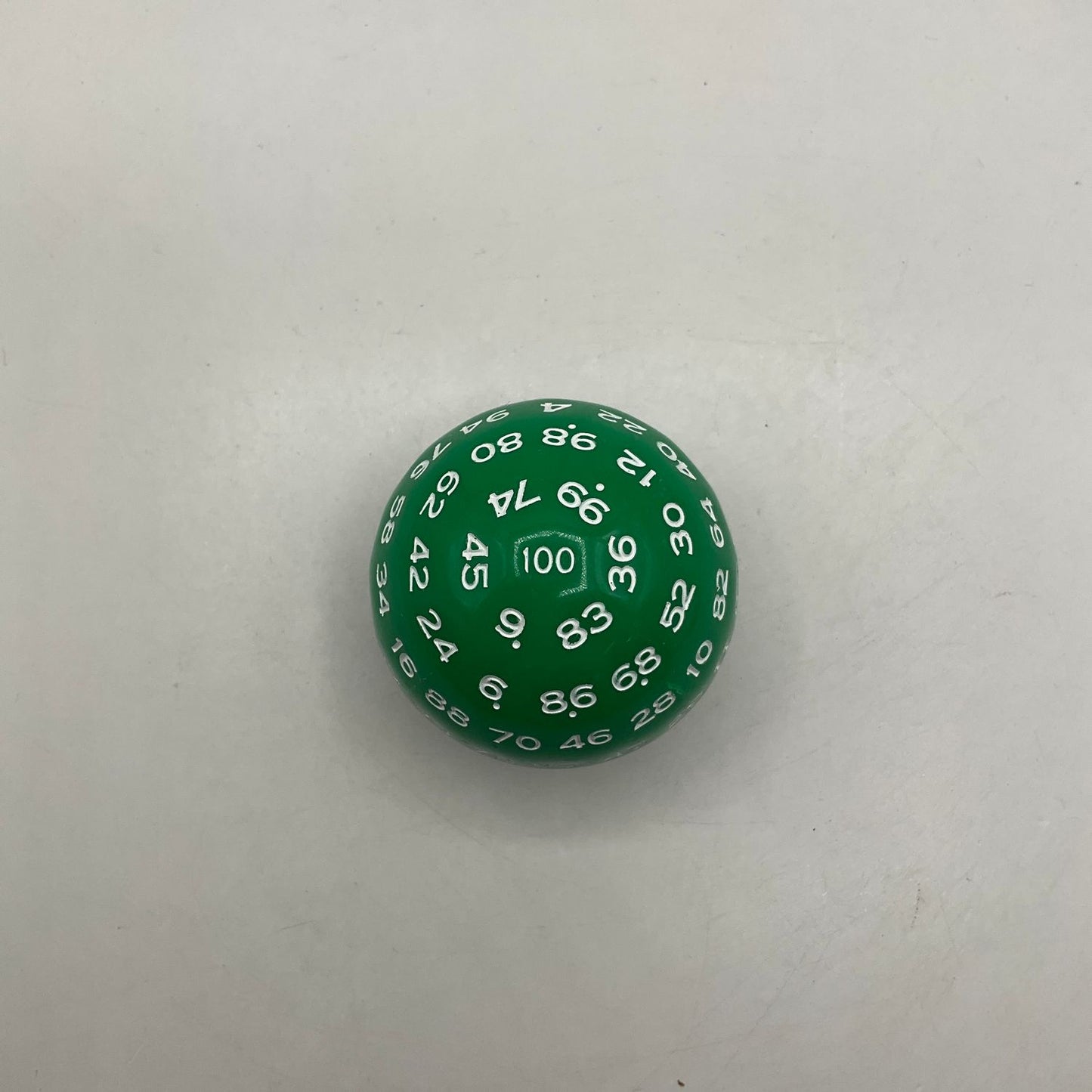 Critical Hit Collectibles: Single Green D100 Opaque Polyhedral Die with White Numbers for RPGS