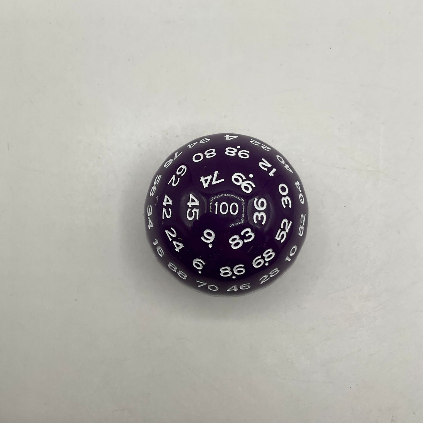 Critical Hit Collectibles: Single Purple D100 Opaque Polyhedral Die with White Numbers for RPGS