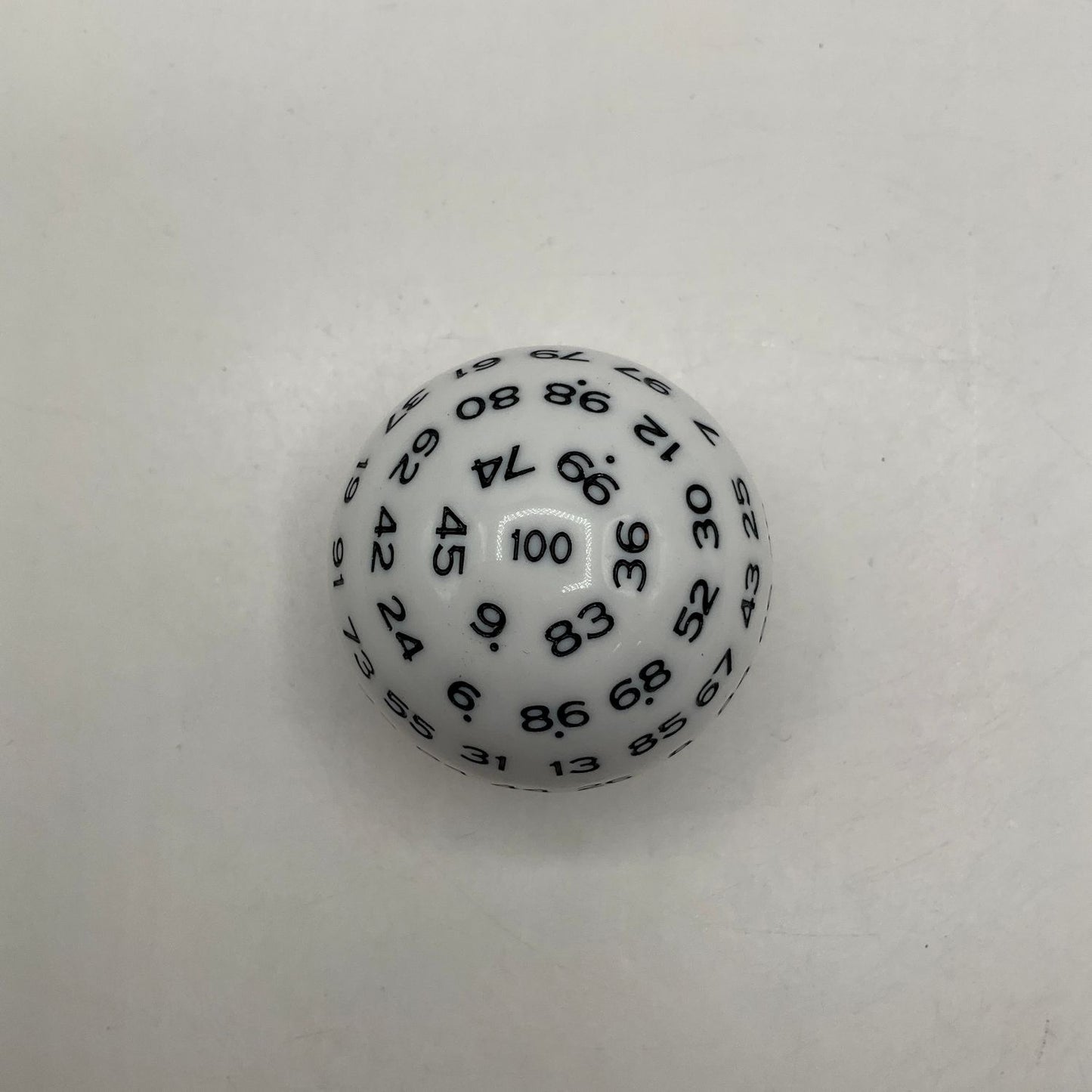 Critical Hit Collectibles: Single White D100 Opaque Polyhedral Die with Black Numbers for RPGS