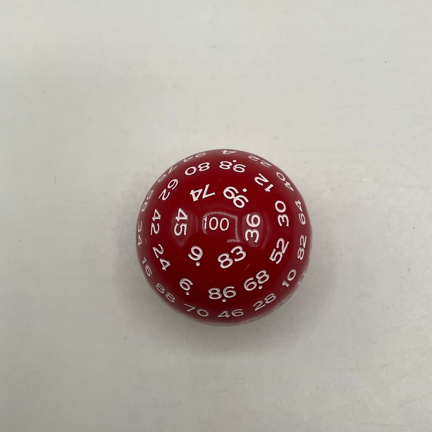 Critical Hit Collectibles: Single Red D100 Opaque Polyhedral Die with White Numbers for RPGS