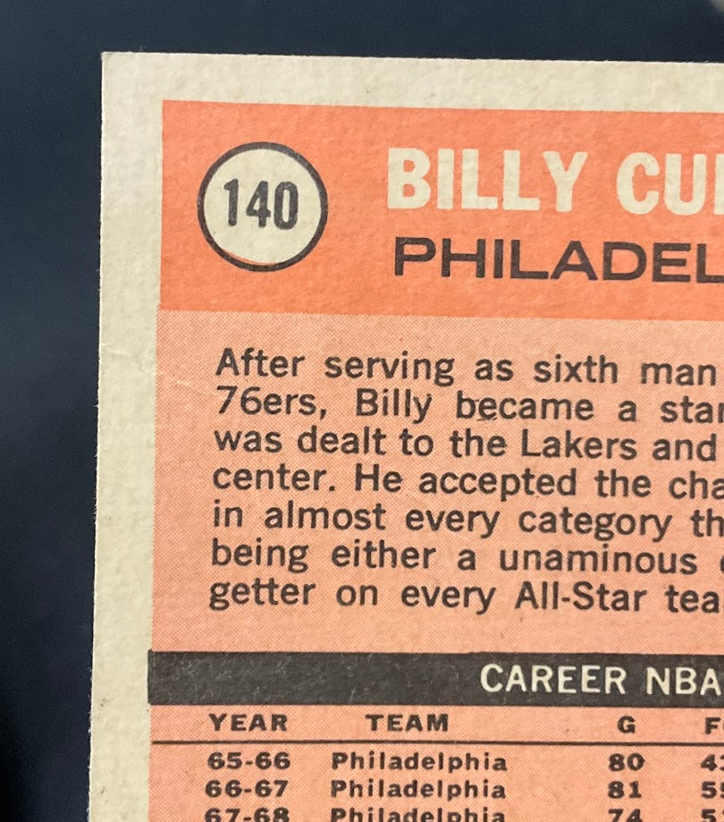Bill Cunningham 1970-71 Topps Oversized #140 Philadelphia 76ers VG-EX - Collector Store LLC