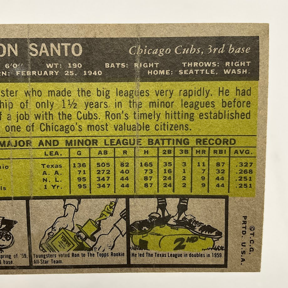 Ron Santo 1961 Topps #35 Chicago Cubs GD - Collector Store LLC